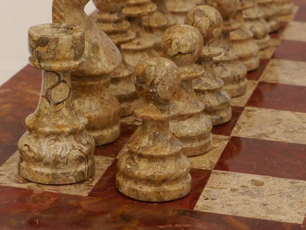 Coral and Red Marble Chess Set with Marble Board - Image 7