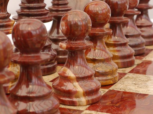 Coral and Red Marble Chess Set with Marble Board - Image 8