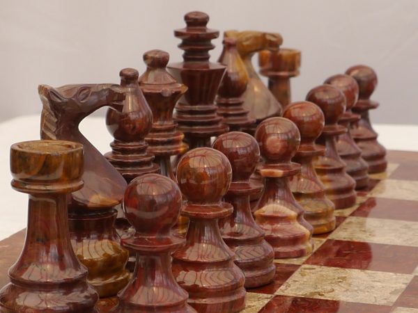 Coral and Red Marble Chess Set with Marble Board - Image 9