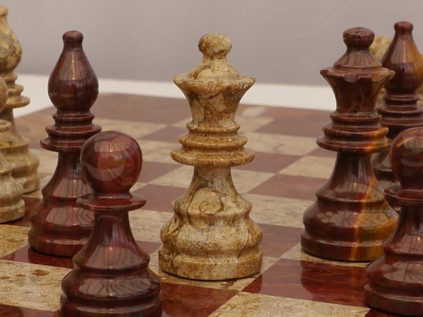 Coral and Red Marble Chess Set with Marble Board - Image 10