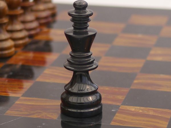 Red and Black Marble Chess Set with Marble Board - Image 3