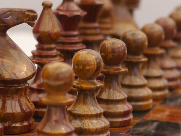 Red and Black Marble Chess Set with Marble Board - Image 4