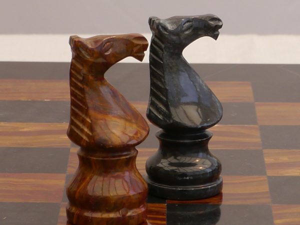 Red and Black Marble Chess Set with Marble Board - Image 8