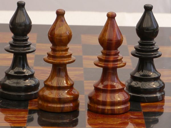 Red and Black Marble Chess Set with Marble Board - Image 9