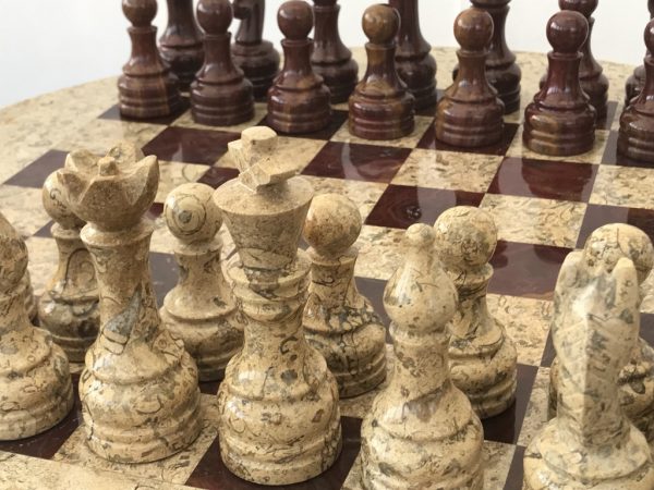 Large Marble Chess Table with Chess Pieces - Image 3