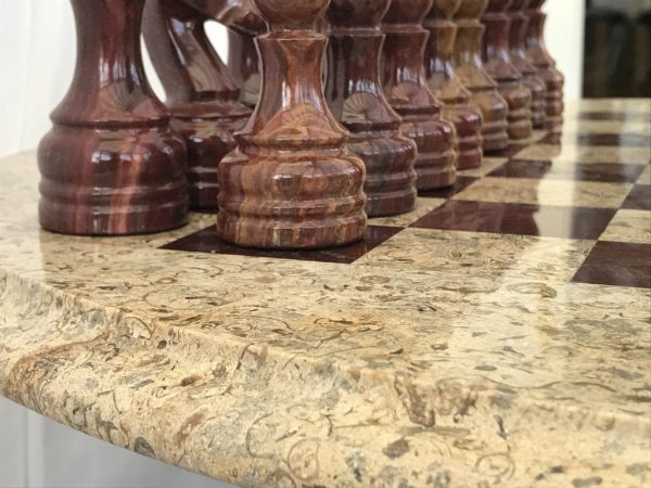 Large Marble Chess Table with Chess Pieces - Image 4