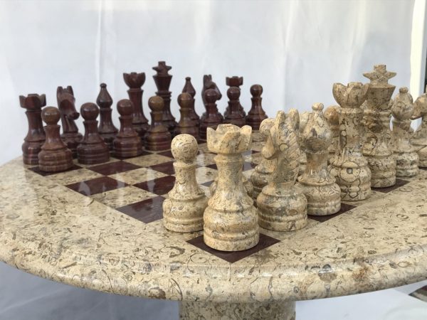 Large Marble Chess Table with Chess Pieces - Image 6
