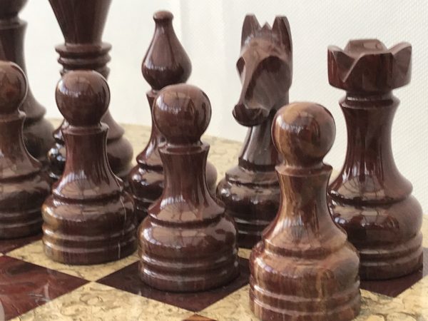 Large Marble Chess Table with Chess Pieces - Image 9