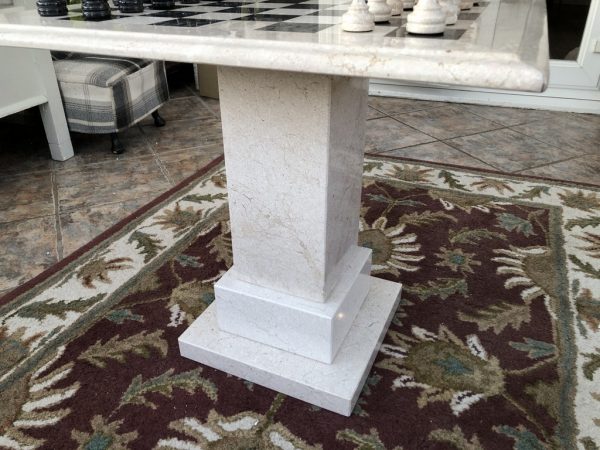 Large Marble Square Chess Table with Chess Pieces - Image 4