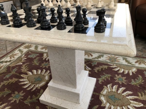 Large Marble Square Chess Table with Chess Pieces - Image 10