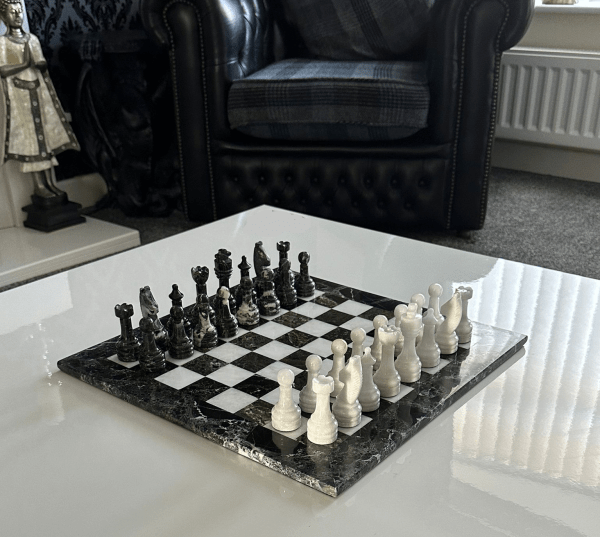 The Zebra - Black Marble and White Onyx with Marble Board - Image 11