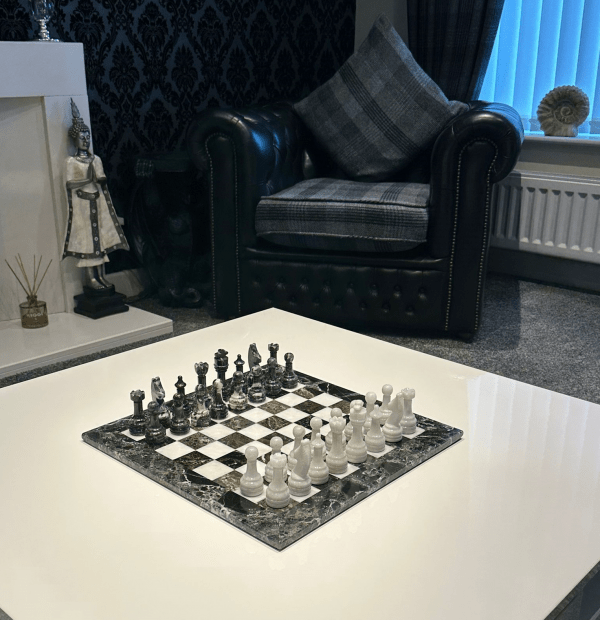 The Zebra - Black Marble and White Onyx with Marble Board - Image 12