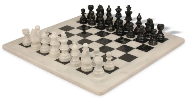 Black and White Marble Chess Set with Solid Marble Board - Image 6