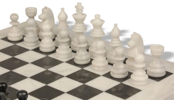 Black and White Marble Chess Set with Solid Marble Board - Image 9