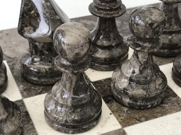Oceanic Fossil and Marble Chess Set with Marble Board