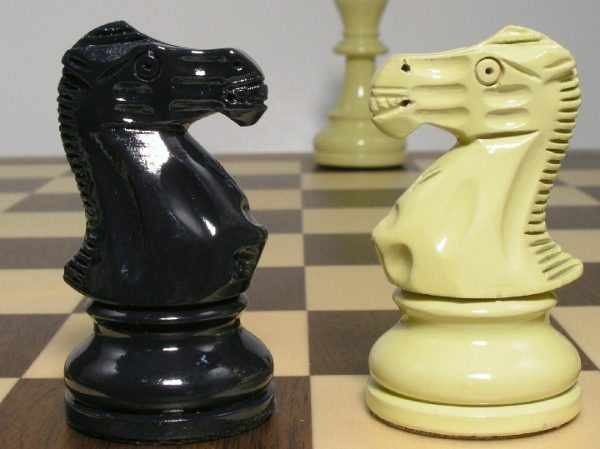 American Staunton in Deep Blue and Ivory Chess Pieces