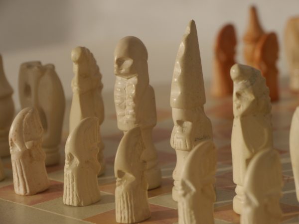 Small African Tribal Marble Chess Set with Round Marble Board - Image 6