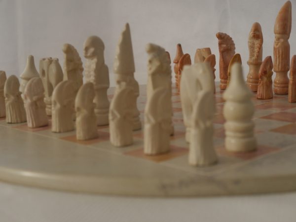 Small African Tribal Marble Chess Set with Round Marble Board - Image 7