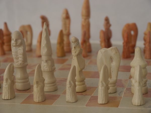 Small African Tribal Marble Chess Set with Round Marble Board - Image 10