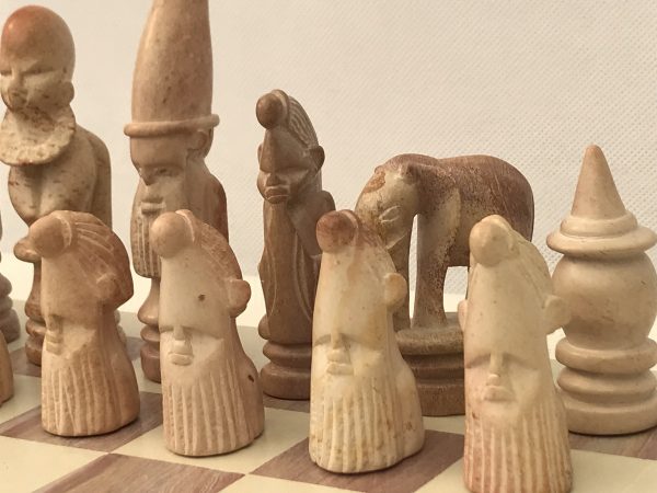 African Marble Red and Cream Tribal Chess Set with Marble Board - Image 5