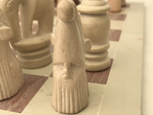 African Marble Red and Cream Tribal Chess Set with Marble Board - Image 10