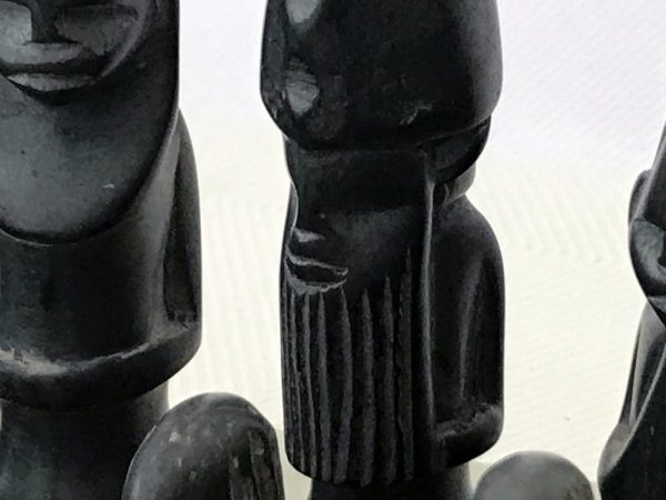 African Marble Black and White Tribal Chess Set with Marble Board - Image 4