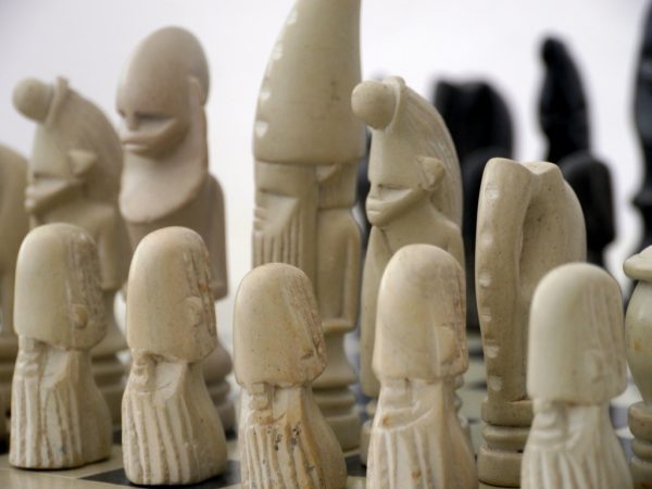 African Marble Black and White Tribal Chess Set with Marble Board - Image 8