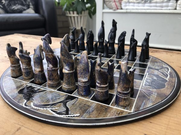 African Animals and Birds Stone Chess Set