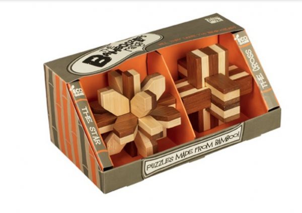 Bamboo - Set of Two - The Star and Cross - Wooden Puzzles