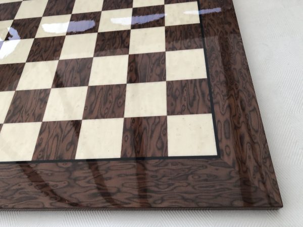 Walnut and Sycamore Gloss Chess Board with 2.2 inch Squares