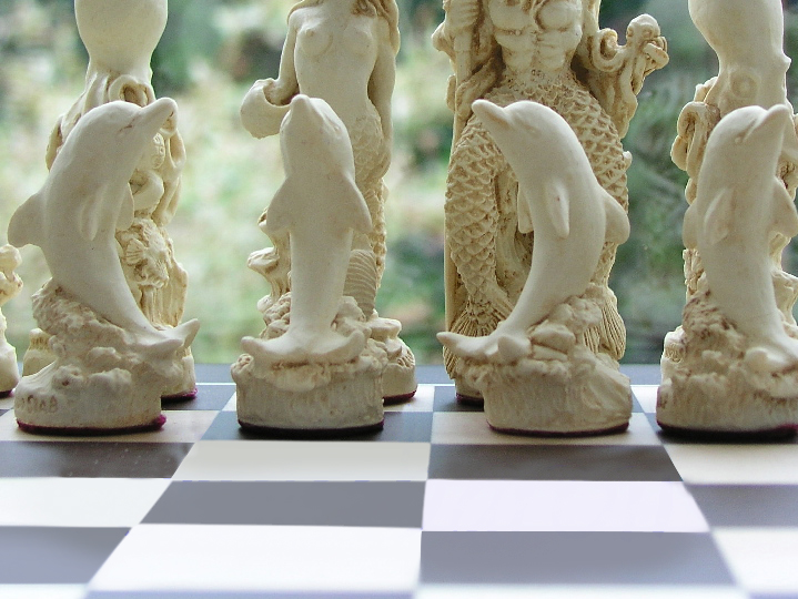 Neptune Customisable Colours Mermaid Neptune Chess Set Dolphin Octopus Seahorse Pieces Only