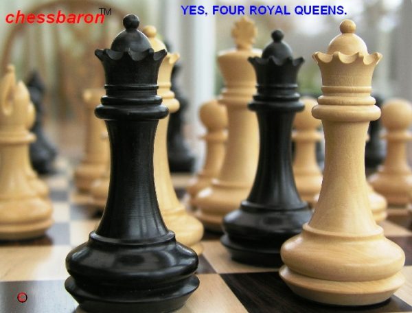 Carved Chamfered Base Ebonised Staunton Chess Set - Image 5