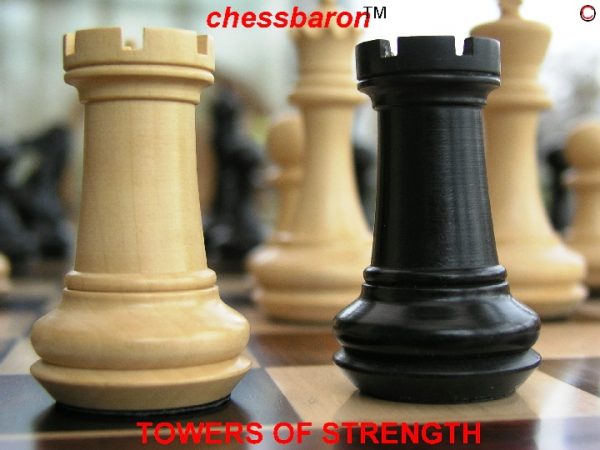 Carved Chamfered Base Ebonised Staunton Chess Set - Image 6