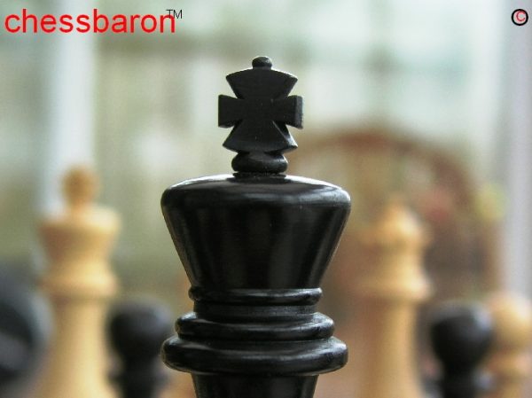 Carved Chamfered Base Ebonised Staunton Chess Set - Image 10