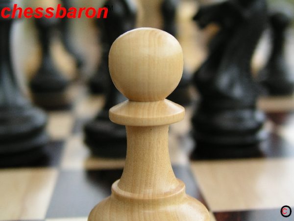 Carved Chamfered Base Ebonised Staunton Chess Set - Image 11