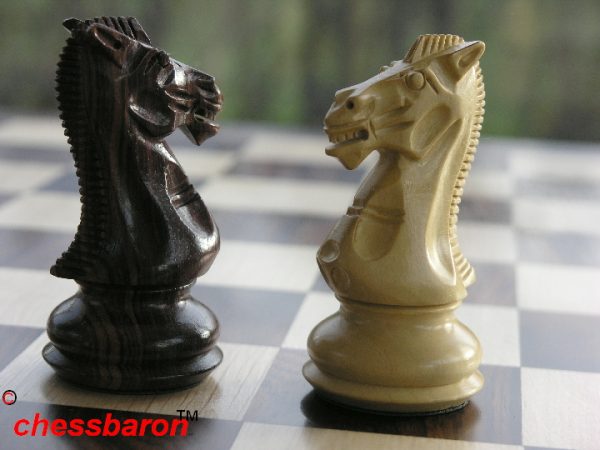 Carved Chamfered Base in Rosewood Staunton Chess Set - Image 2