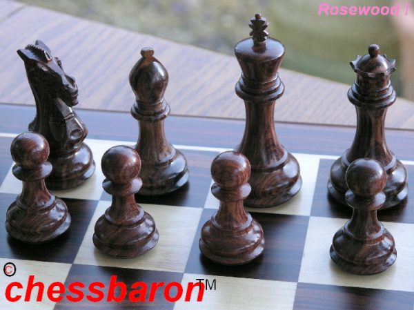 Carved Chamfered Base in Rosewood Staunton Chess Set - Image 3