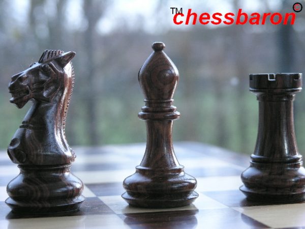 Carved Chamfered Base in Rosewood Staunton Chess Set - Image 4