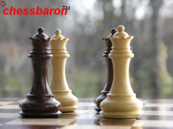 Carved Chamfered Base in Rosewood Staunton Chess Set - Image 9