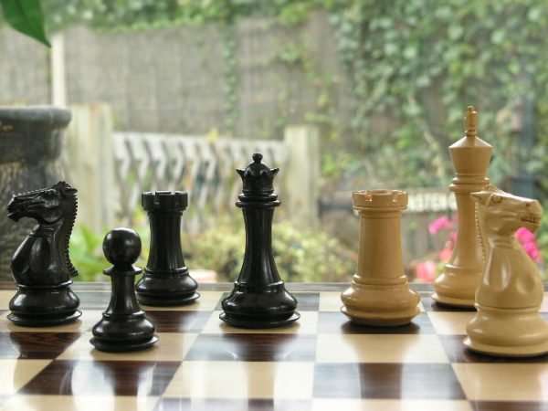 Margaret Anne Knight 4 inch King Triple Weight Ebony Chess Set - Image 8