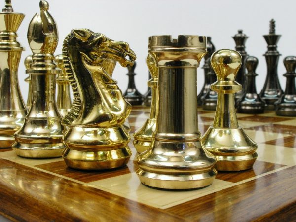 King John Very Heavy Brass Staunton Chess Set