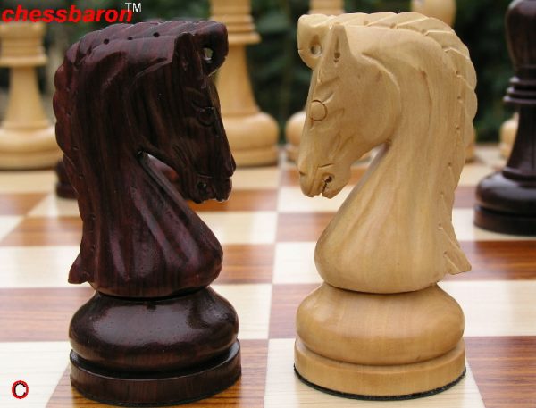 Jeremiah Triple Weight Felted Staunton in Bud Rosewood Chess Pieces - Image 5