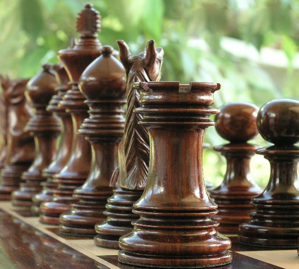 The Ashia in Bud Rosewood Triple Weight Chess Pieces