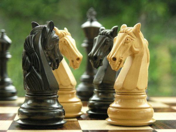The Original King Charles in Ebonised Triple Weighted Chess Pieces