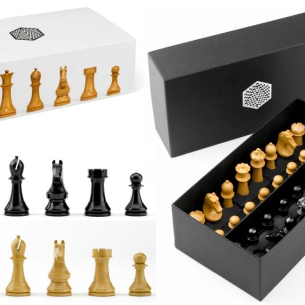 4.1″ New English Hand Carved Camel Bone Chess Pieces Set-Black