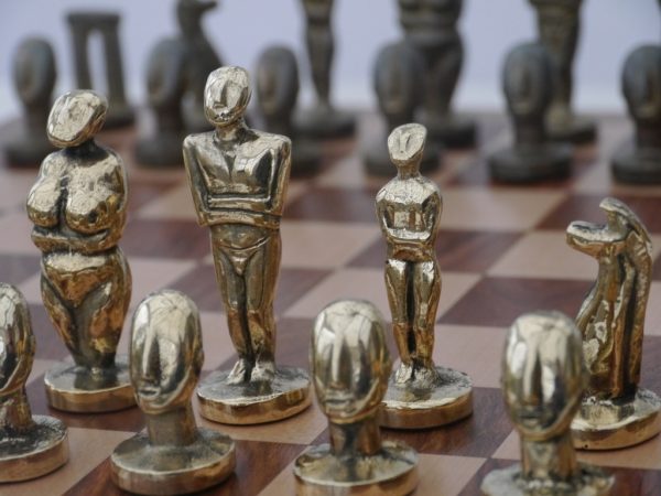 The Aegean Chess Set in Heavy Brass - Modern Art Chess