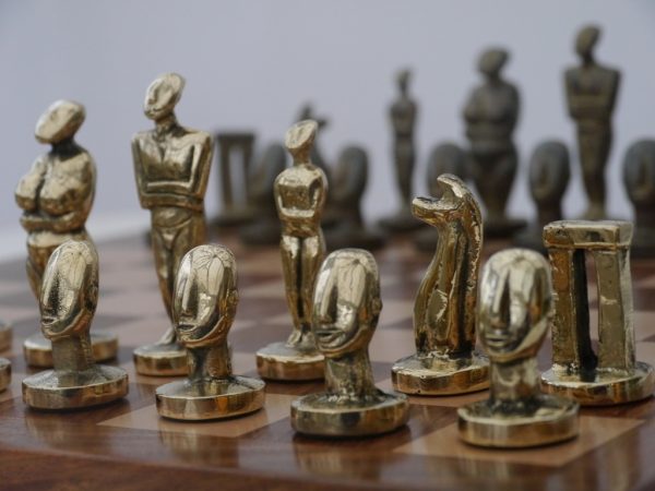 The Aegean Chess Set in Heavy Brass - Modern Art Chess - Image 4