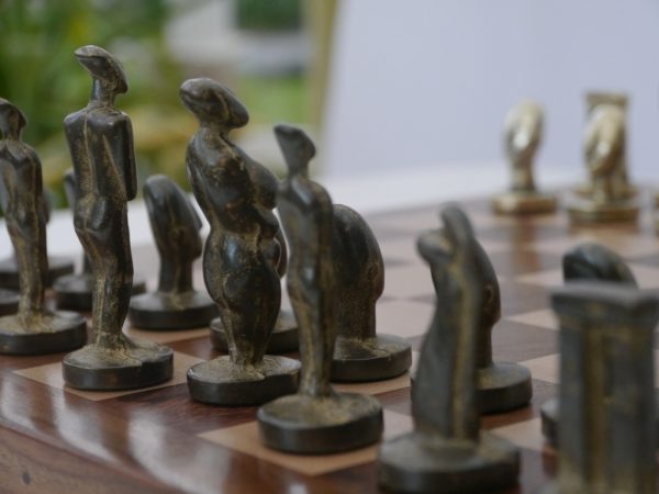 The Aegean Chess Set in Heavy Brass - Modern Art Chess - Image 8