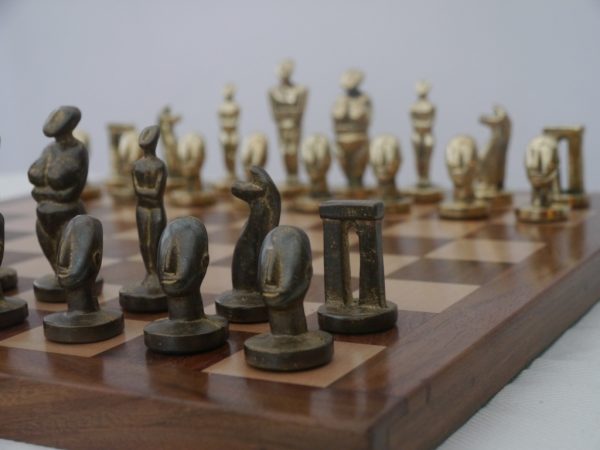 The Aegean Chess Set in Heavy Brass - Modern Art Chess - Image 10