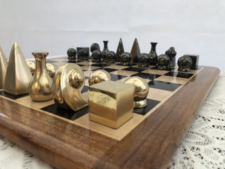 Man Ray Chess Set in Brass - ChessBaron Chess Sets - 01278 426100